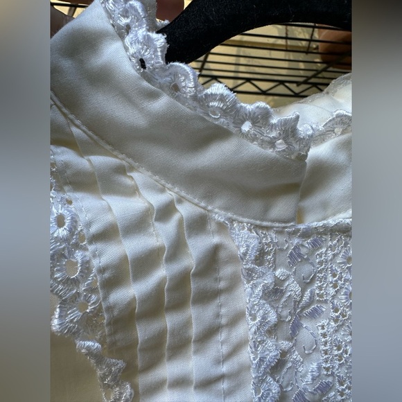 LAUREN LEE Vintage Elegant White Ruffled Blouse 1980’s EXCELLENT condition SizeM - Picture 3 of 12